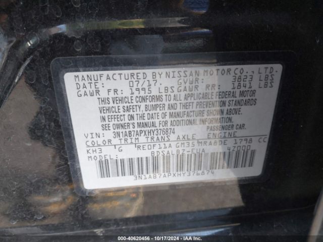 3N1AB7APXHY376874 Nissan SENTRA S