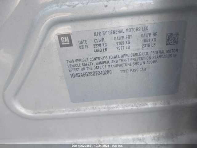 1G4GA5G38GF240280 Buick Lacrosse