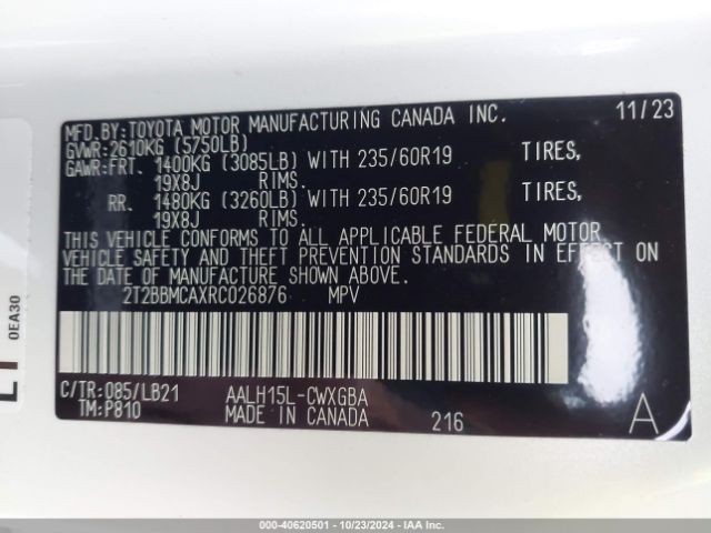 2T2BBMCAXRC026876 Lexus Rx 350h Premium Plus