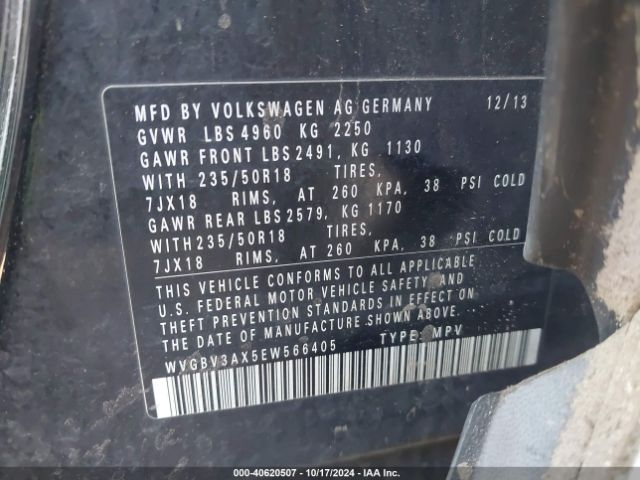 WVGBV3AX5EW566405 Volkswagen TIGUAN SE