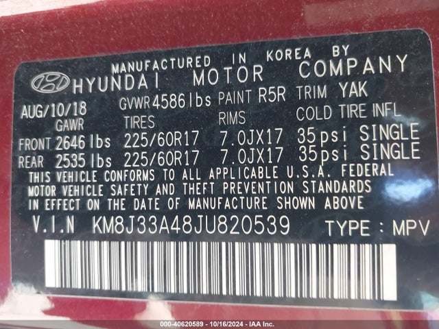 Hyundai Tucson Sel Plus 2018 KM8J33A48JU820539 Image 9