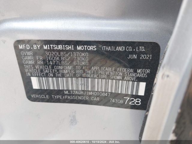 2021 MITSUBISHI MIRAGE ML32AUHJ1MH010847 Photo 8