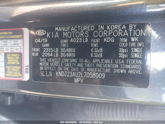 KIA SOUL LX 2020 KNDJ23AU2L7058009 Image 9