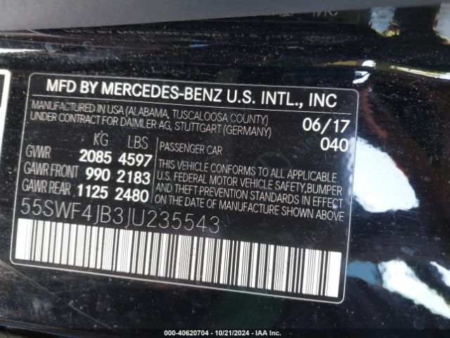 55SWF4JB3JU235543 Mercedes-Benz C 300