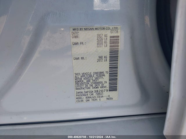Nissan Altima 2.5 S 2016 1N4AL3AP1GN382079 Image 9