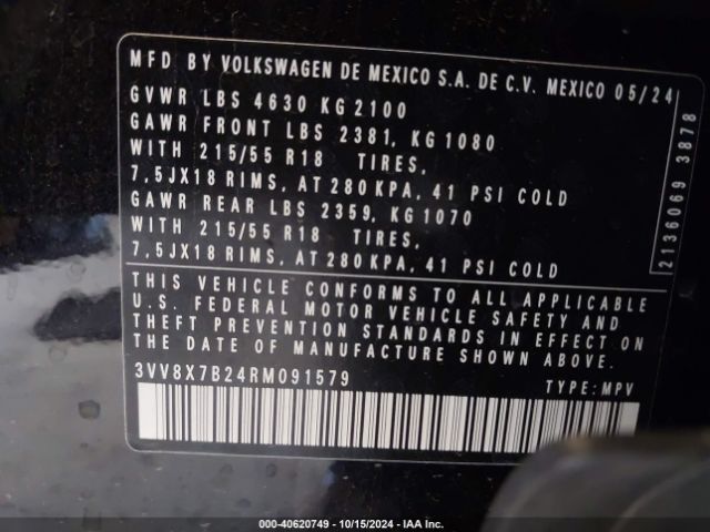 3VV8X7B24RM091579 Volkswagen Taos 1.5t S