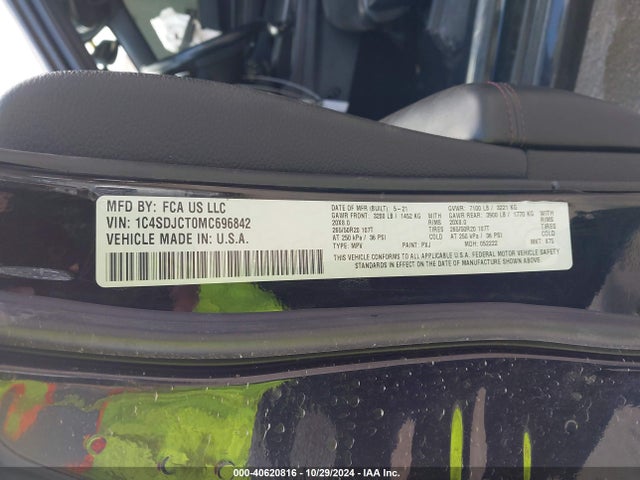 1C4SDJCT0MC696842 Dodge Durango R/t Awd