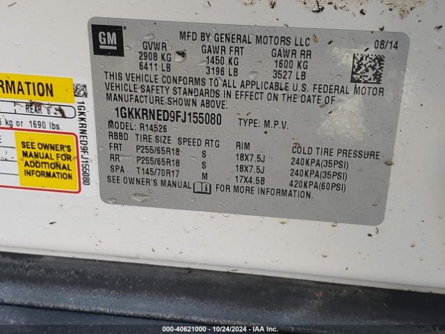 1GKKRNED9FJ155080 GMC Acadia Sle-1