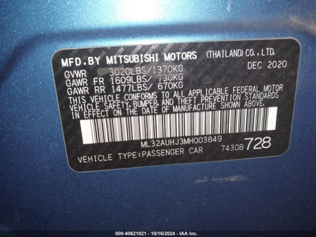 ML32AUHJ3MH003849 Mitsubishi Mirage Carbonite Edition/es/le