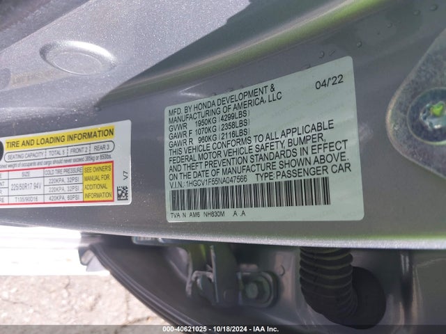 Honda Accord Ex-l 2022 1HGCV1F55NA047566 Image 9