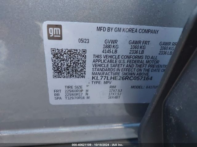 KL77LHE26RC057164 Chevrolet Trax Fwd Lt