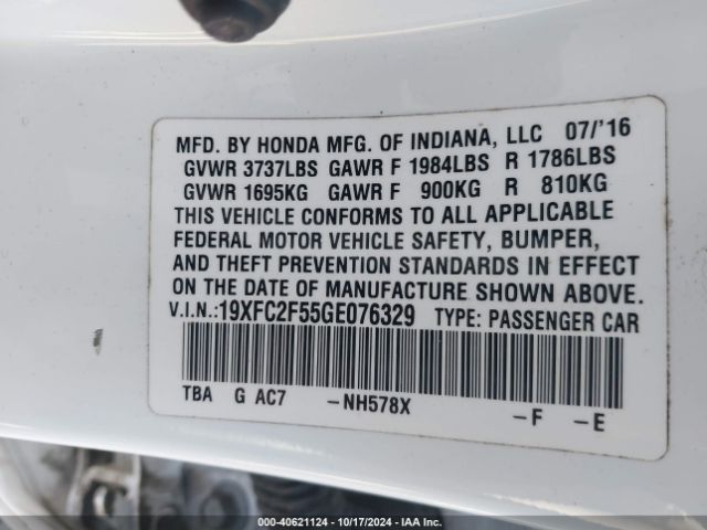 19XFC2F55GE076329 Honda Civic Lx