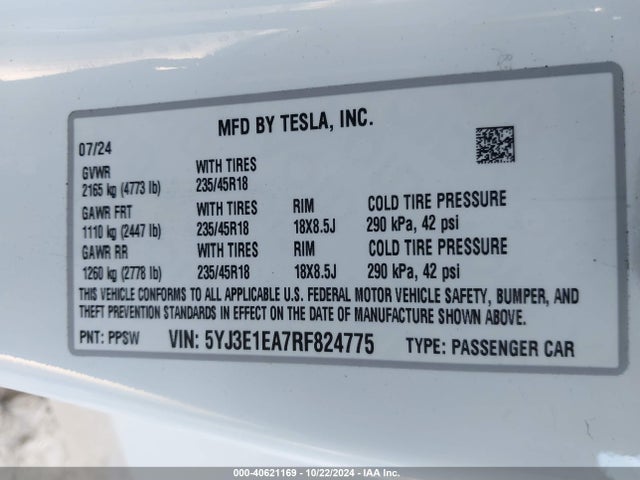 2024 TESLA MODEL 3 5YJ3E1EA7RF824775 Photo 8