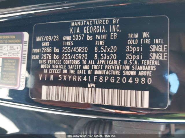 5XYRK4LF8PG204980 KIA SORENTO SX