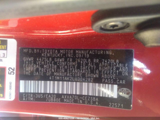 4T1M11AK2LU304282 Toyota CAMRY SE