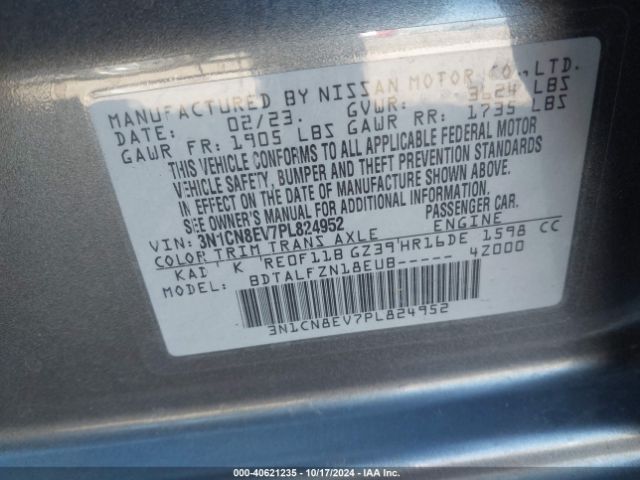 3N1CN8EV7PL824952 Nissan Versa 1.6 Sv Xtronic Cvt