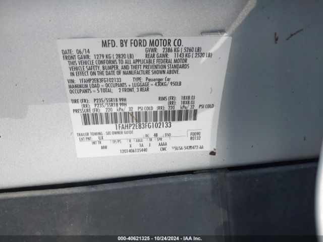 1FAHP2E83FG102133 Ford TAURUS SEL