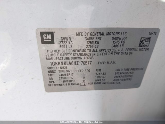 1GKKNKLA6HZ170577 GMC Acadia Sle-1