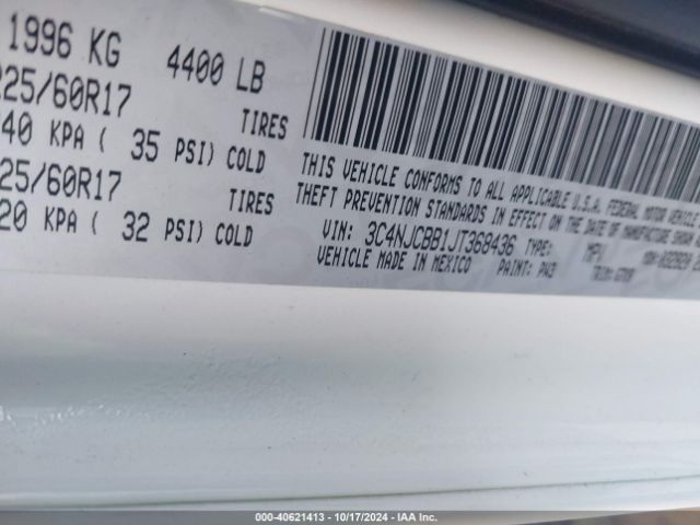 3C4NJCBB1JT368436 Jeep Compass Latitude Fwd