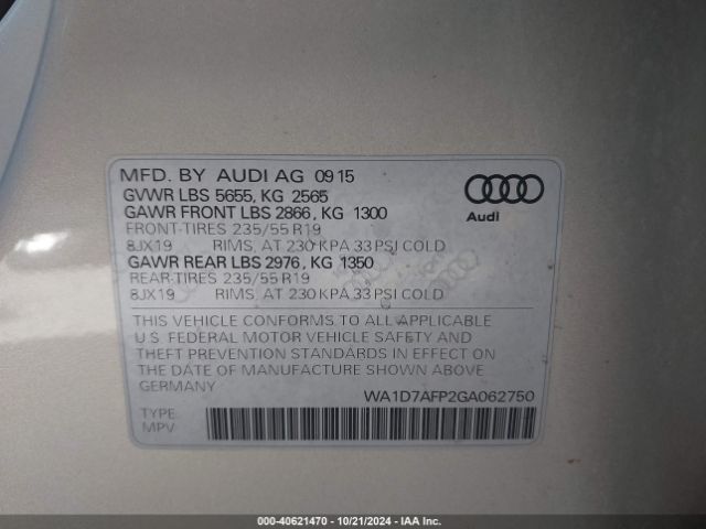 WA1D7AFP2GA062750 Audi Q5 3.0t Premium Plus