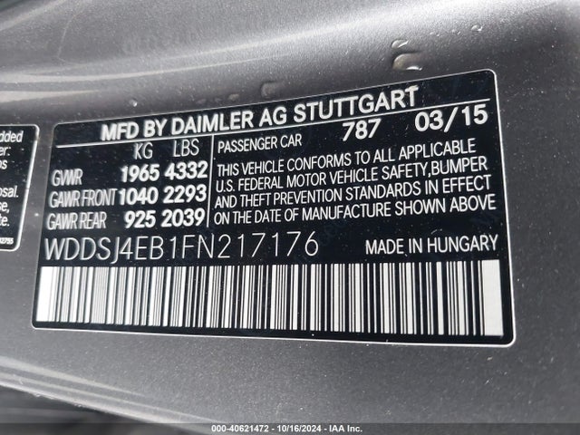 Mercedes-Benz CLA 250 2015 WDDSJ4EB1FN217176 Image 9