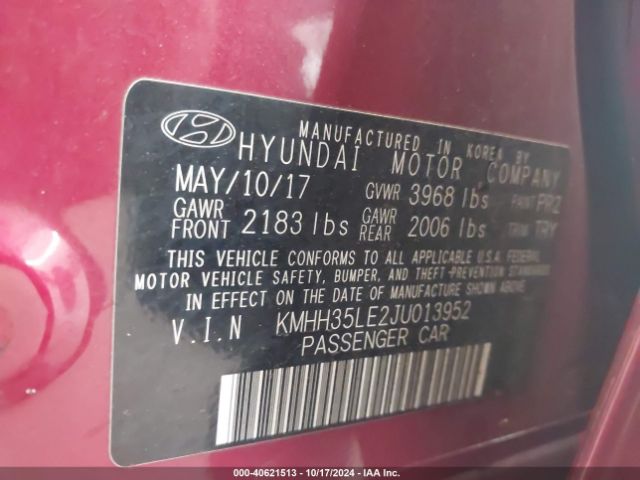 KMHH35LE2JU013952 Hyundai ELANTRA GT