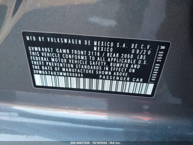 3VWG57AU3MM000844 Volkswagen Golf 1.4t Tsi