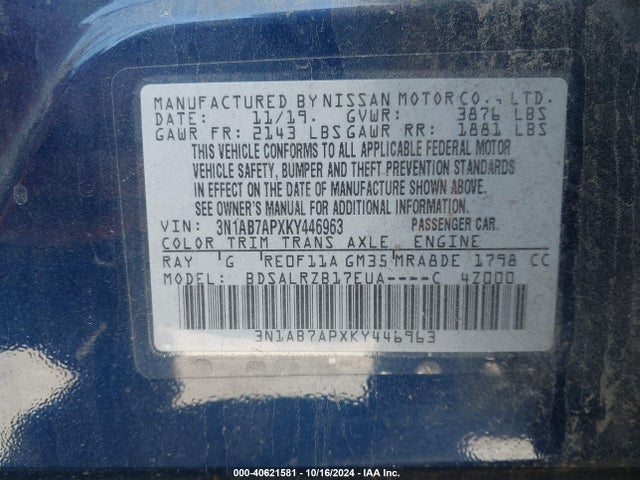 3N1AB7APXKY446963 Nissan SENTRA SR