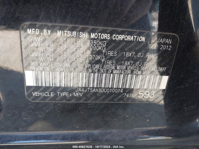 2013 MITSUBISHI OUTLANDER JA4JT5AX8DU010014 Photo 8