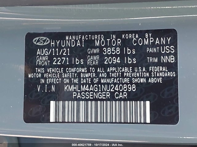 Hyundai ELANTRA SEL 2022 KMHLM4AG1NU240898 Image 9