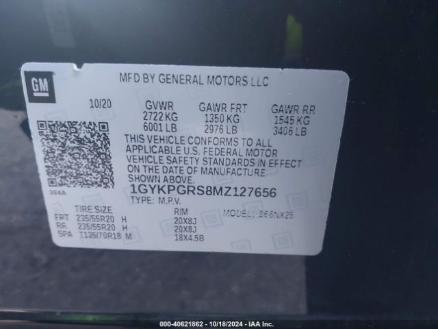 1GYKPGRS8MZ127656 Cadillac XT6 SPORT