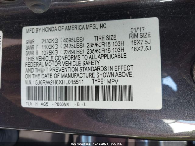 5J6RW2H8XHL015511 Honda l15be