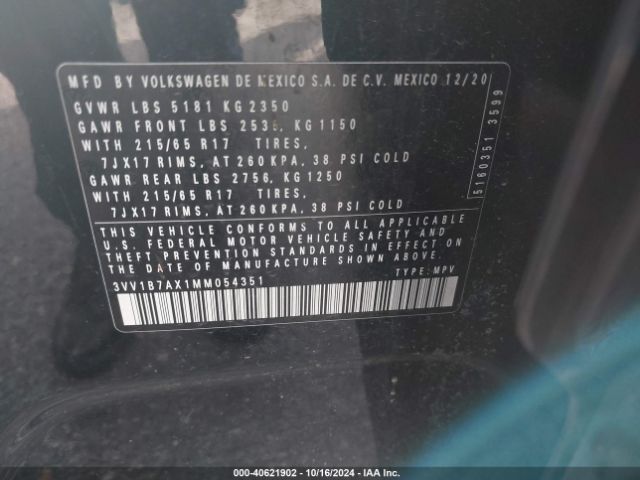 3VV1B7AX1MM054351 Volkswagen TIGUAN S