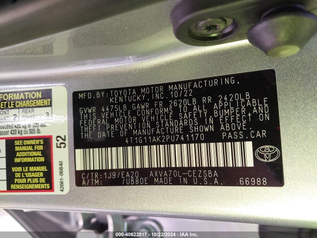 Toyota CAMRY SE 2023 4T1G11AK2PU741170 Image 9