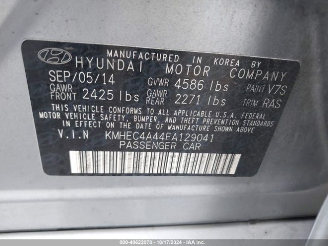 KMHEC4A44FA129041 Hyundai Sonata Hybrid Limited