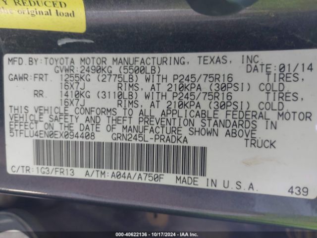 5TFLU4EN0EX094408 Toyota Tacoma Base V6