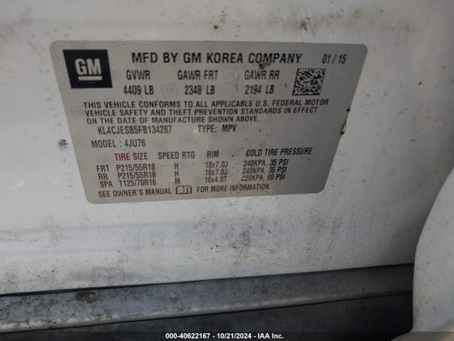 Buick Encore 2015 KL4CJESB5FB134287 Image 9