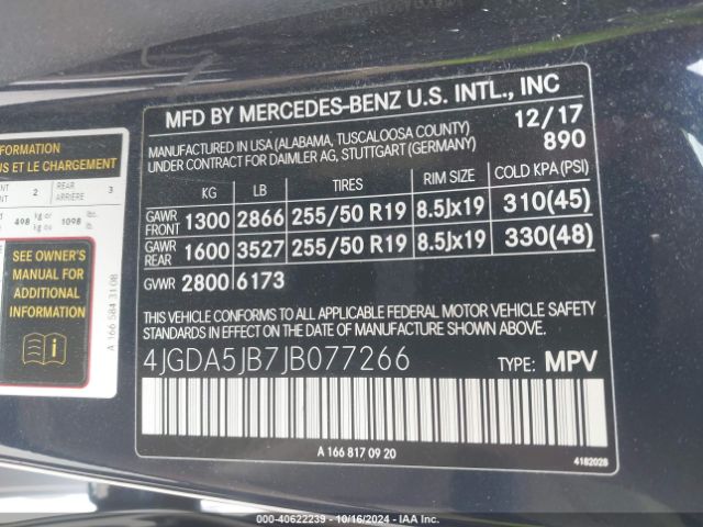 4JGDA5JB7JB077266 Mercedes-Benz GLE 350