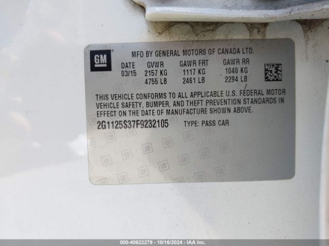 2G1125S37F9232105 Chevrolet Impala 2lt