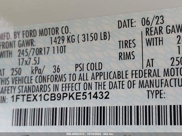 Ford F-150 Xl 2023 1FTEX1CB9PKE51432 Image 9