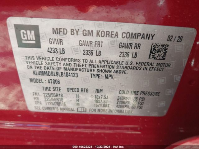 KL4MMDSL9LB104123 Buick Encore Gx Fwd Select
