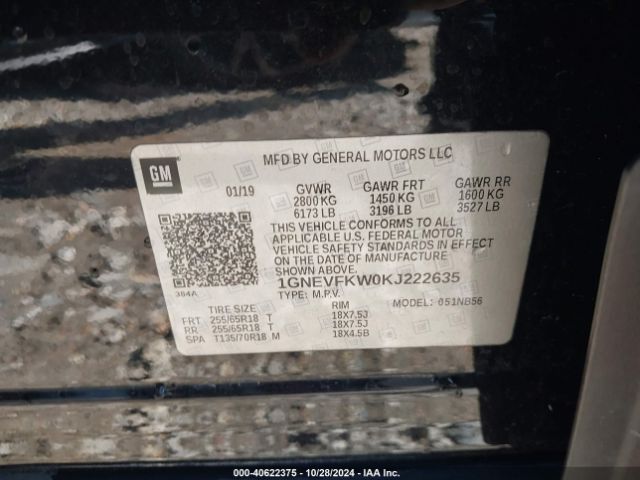 1GNEVFKW0KJ222635 Chevrolet Traverse Ls