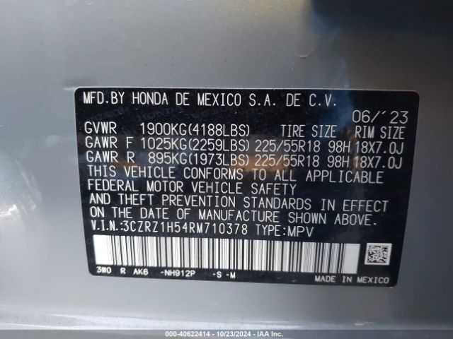 3CZRZ1H54RM710378 Honda Hr-v 2wd Sport/2wd Sport W/o Bsi