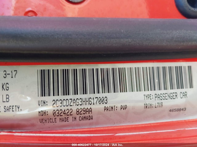 Dodge Challenger Sxt 2017 2C3CDZAG3HH617003 Image 9