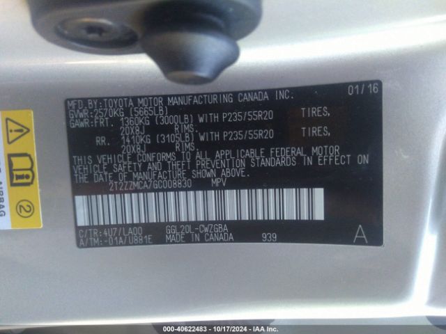 2T2ZZMCA7GC008830 Lexus RX 350