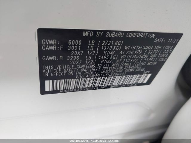 4S4WMAPD5N3406323 Subaru Ascent Limited