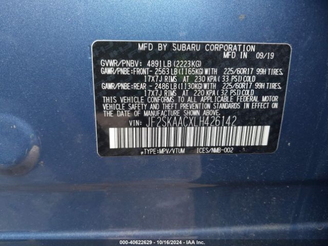 JF2SKAACXLH426142 Subaru Forester