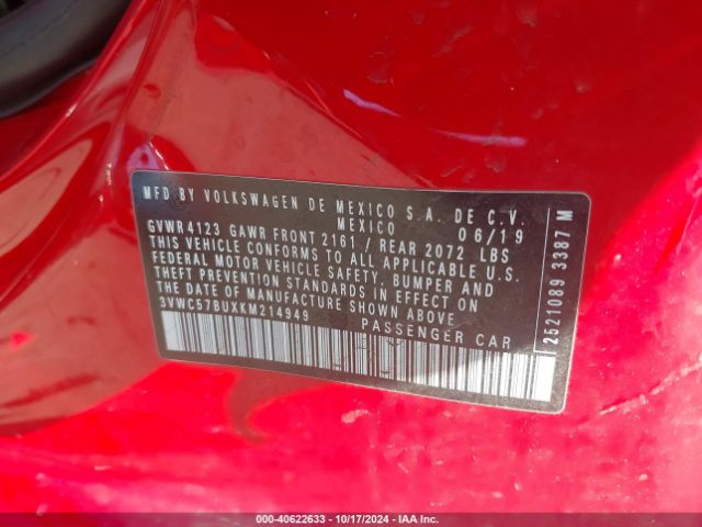 3VWC57BUXKM214949 Volkswagen Jetta 1.4t R-line/1.4t S/1.4t Se