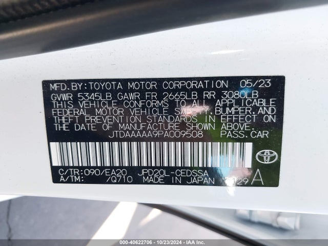 Toyota Mirai Xle 2023 JTDAAAAA9PA009508 Image 9