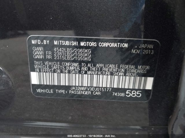2014 MITSUBISHI LANCER EVOLUTION JA32W8FV3EU015177 Photo 8